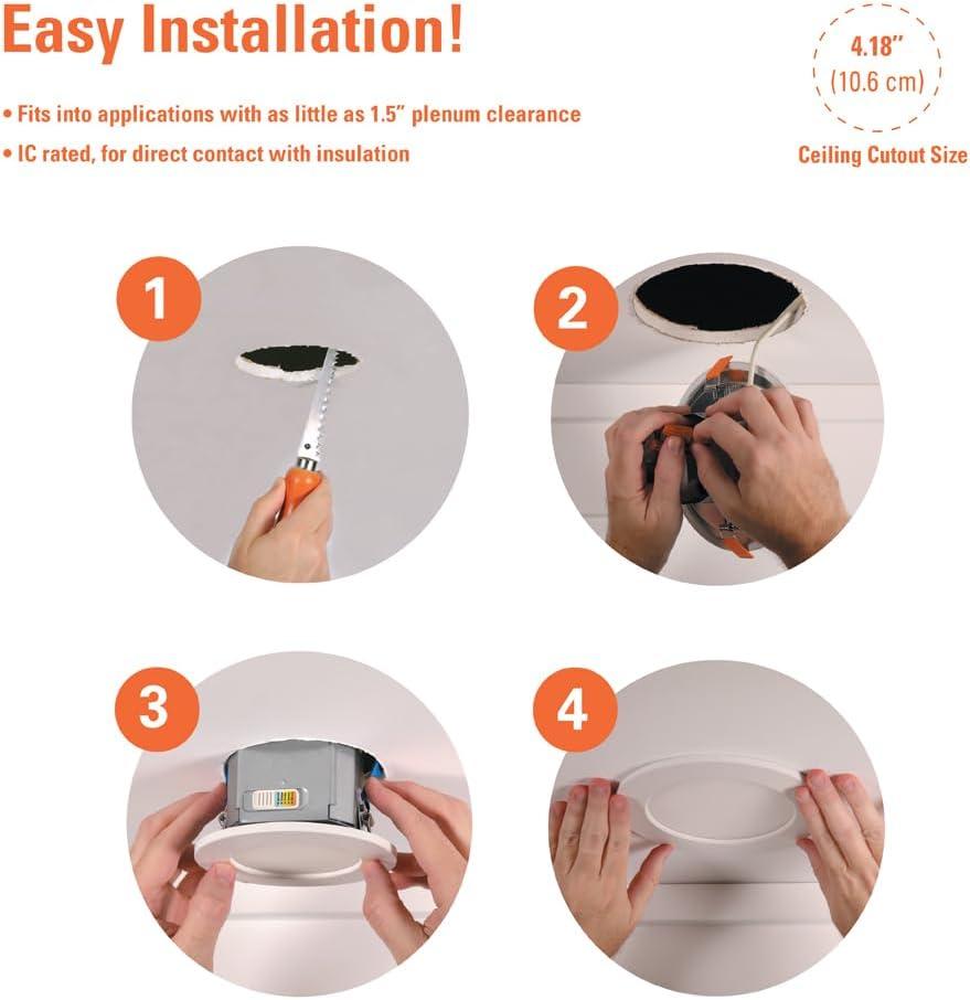 HALO CJB 4 inch 5CCT Canless Recessed Integrated LED Downlight with Attached JBOX 12 Pack