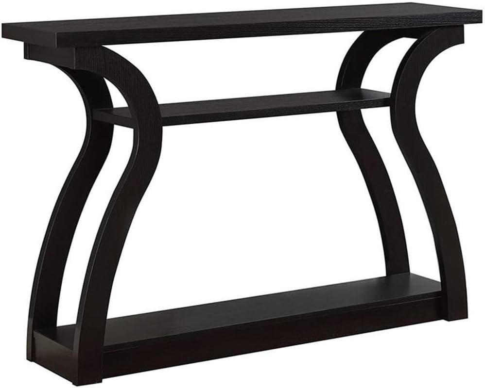 Pemberly Row 47" Three Tier Hall Console Accent Table in Cappuccino