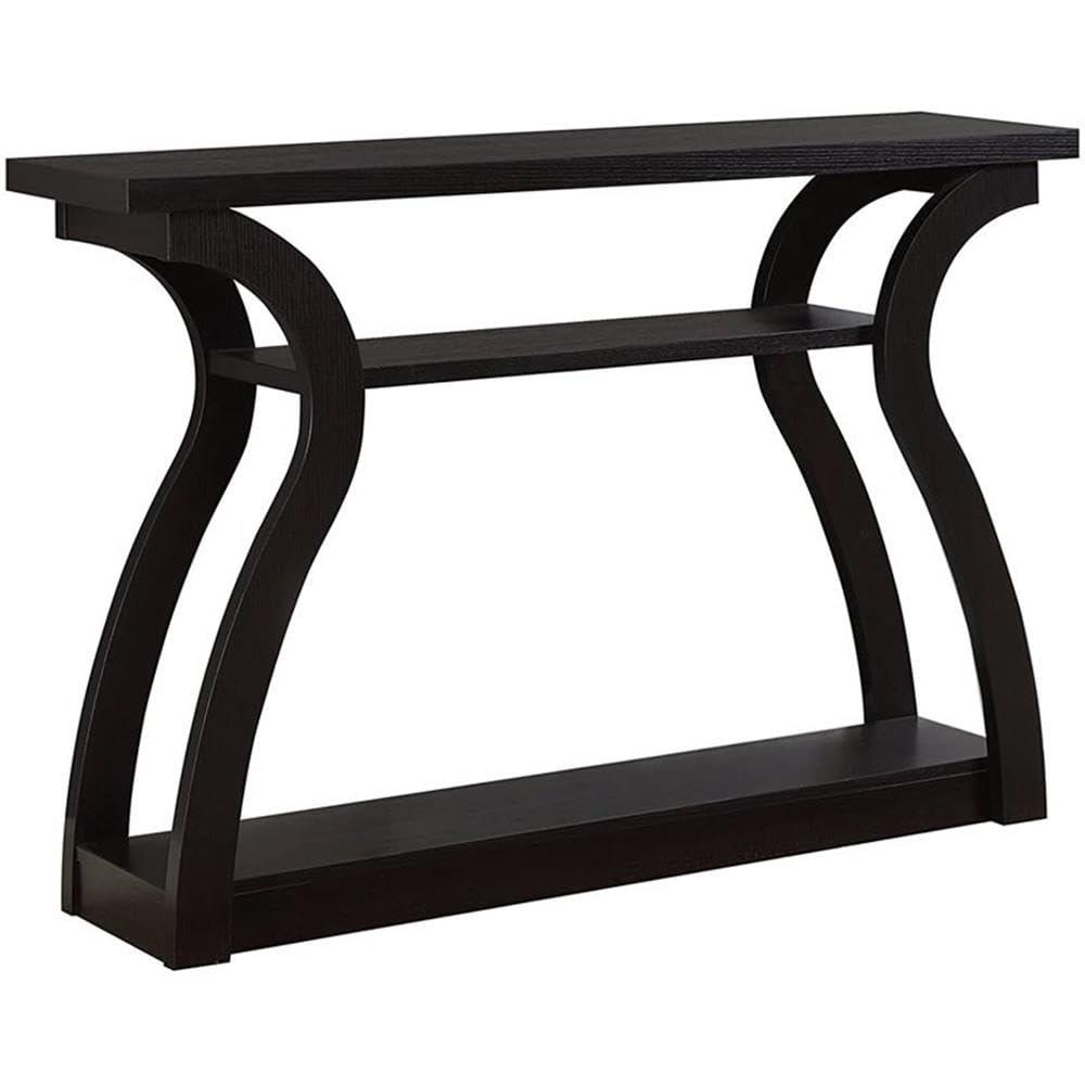 Pemberly Row 47" Three Tier Hall Console Accent Table in Cappuccino