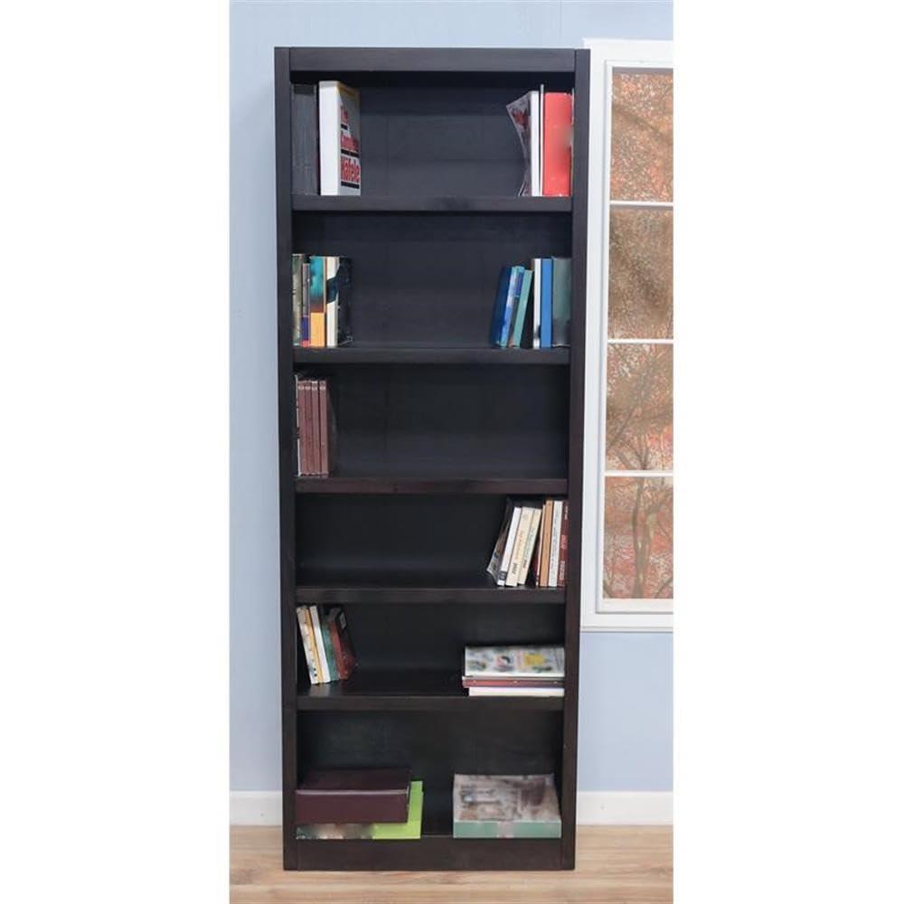 Concepts in Wood 6 Shelf Wood Bookcase, 84 inch Tall - Espresso Finish