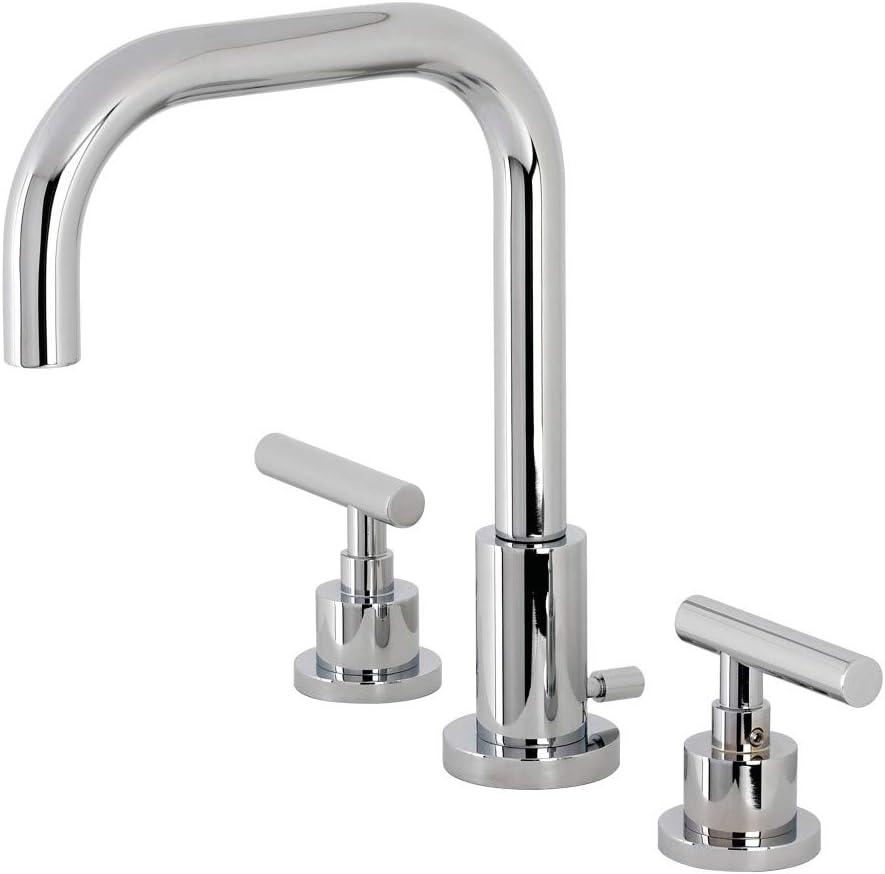 Kingston Brass Manhattan Two-Handle 3-Hole Deck Mount Widespread Bathroom Faucet with Brass Pop-Up Drain