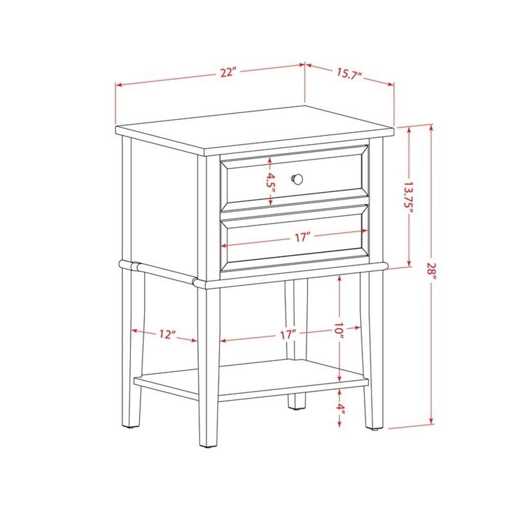 East West Furniture  Valencia Modern Wooden Nightstand with 2 Mid Century Wooden Drawers - Clover Green