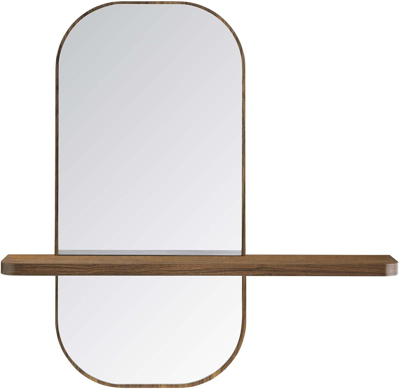 Solstice Walnut Rectangular Mirror with Shelf