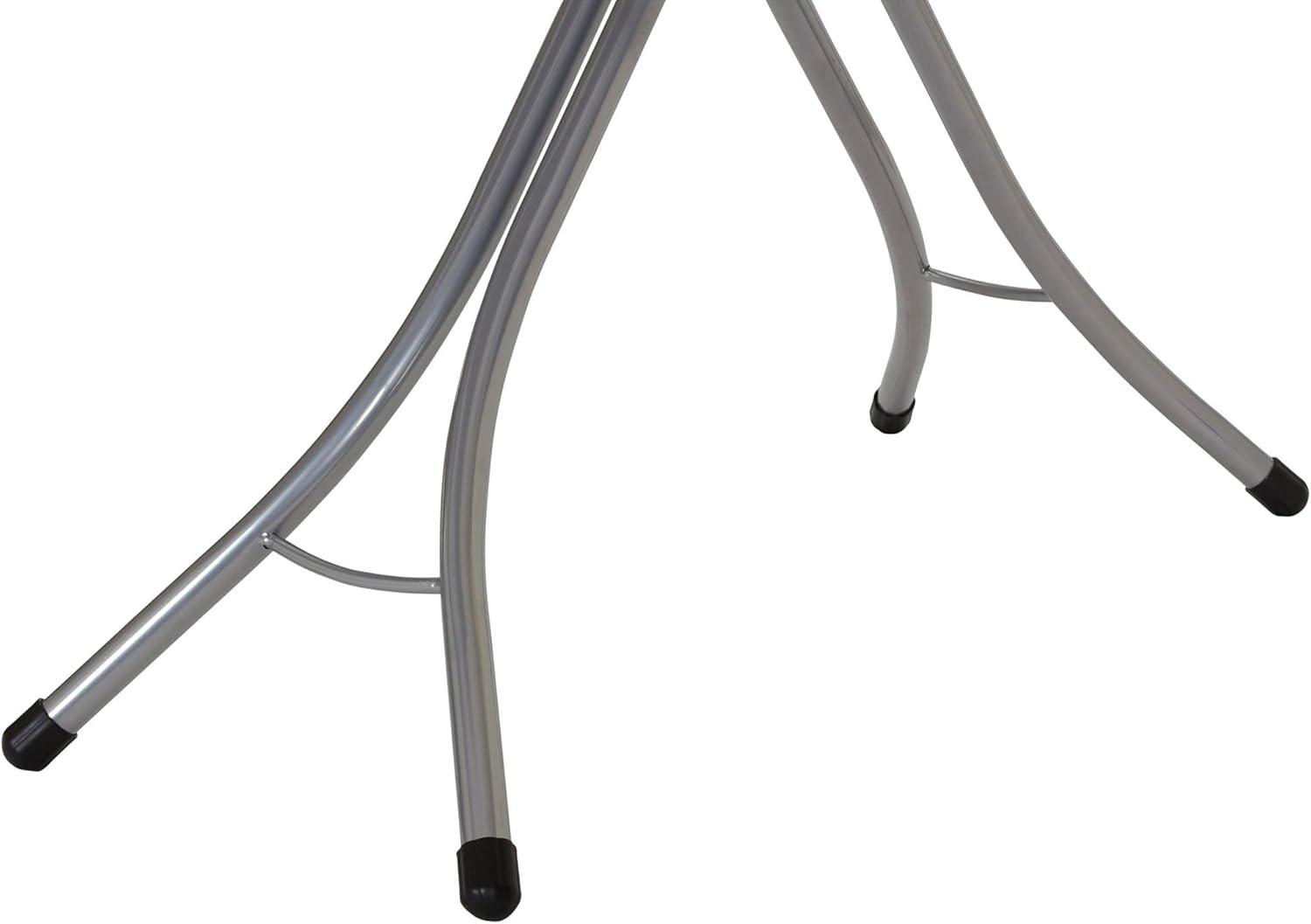 Household Essentials Wide Mega Ironing Board 4-Leg, Steel Top Pressing Station, Heat-Resistant Fiber Pad and Cotton Cover, Includes Sleeve Board and Iron Rest with Hanger Bar, Silver Frame