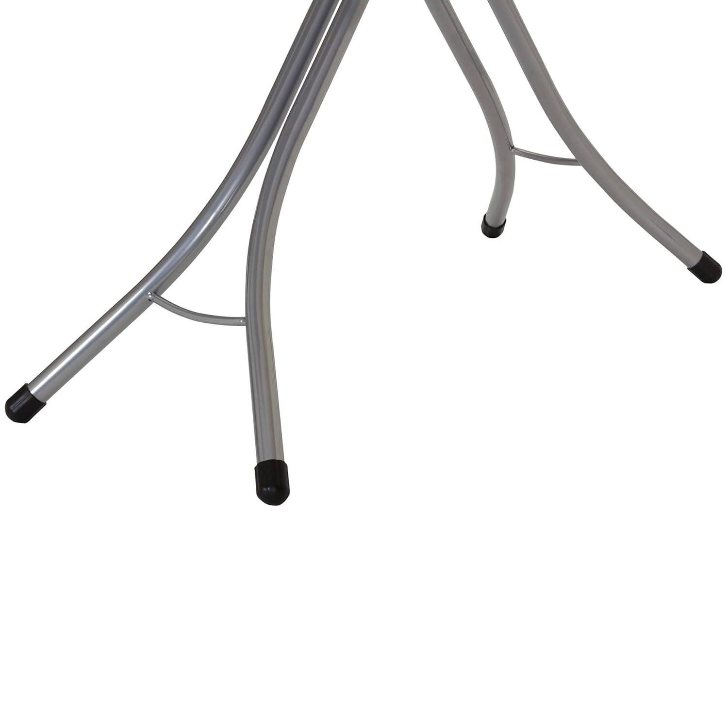 Household Essentials Wide Mega Ironing Board 4-Leg, Steel Top Pressing Station, Heat-Resistant Fiber Pad and Cotton Cover, Includes Sleeve Board and Iron Rest with Hanger Bar, Silver Frame