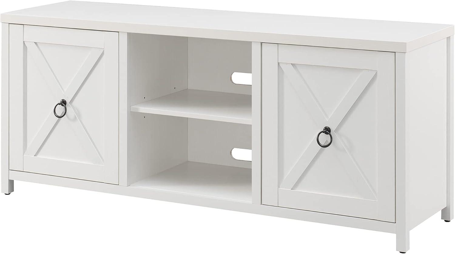 White Oak Rectangular TV Stand with Cabinets