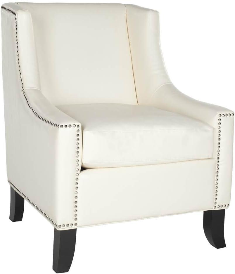 Daniel Club Chair  Silver Nail Heads - Off-White - Safavieh