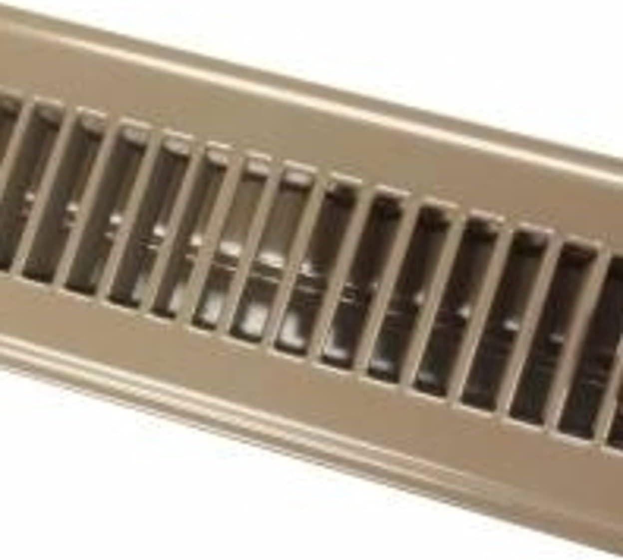 2" x 10" Floor Register, Dampered, Metal, Brown