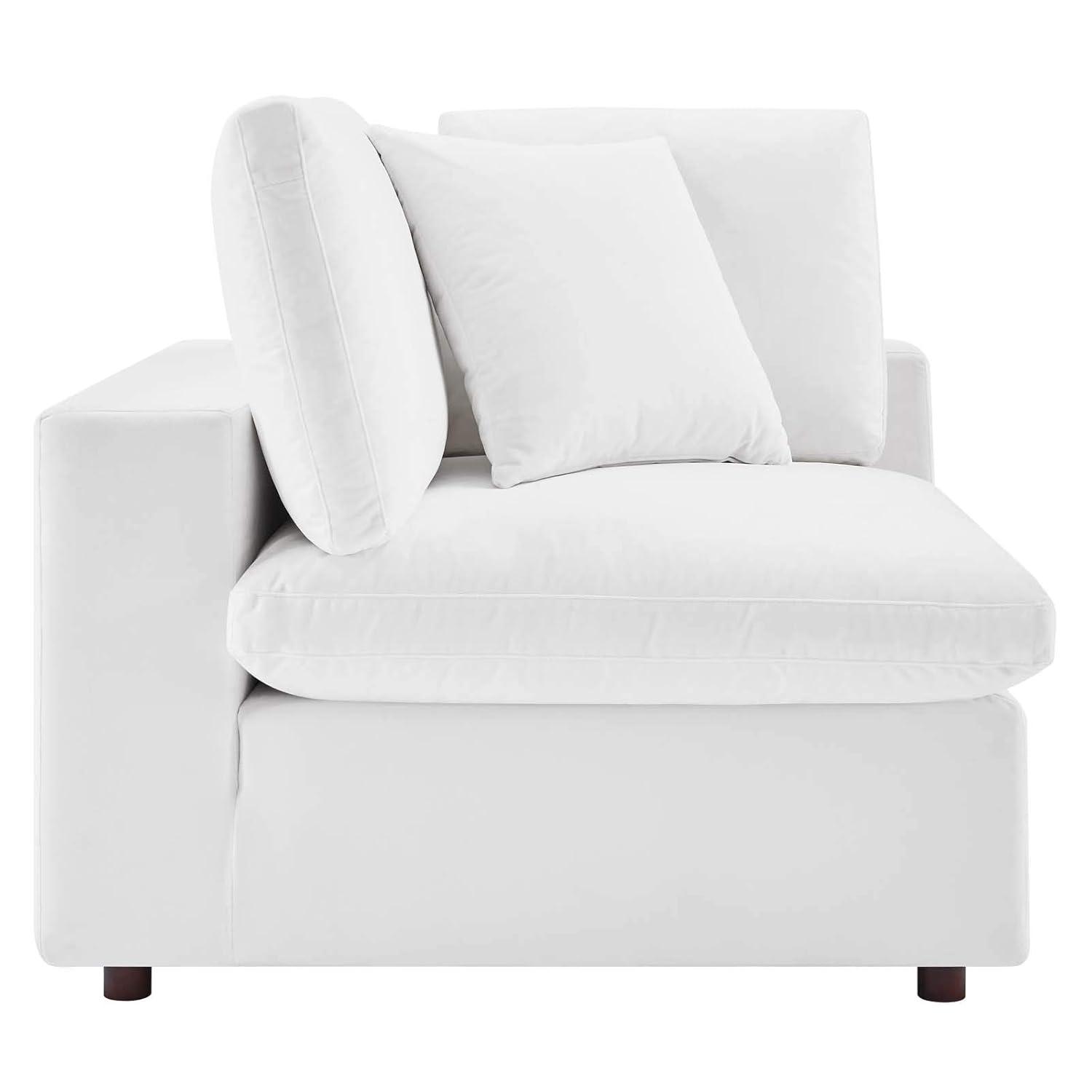 Modway Commix 4-Piece Down Filled Overstuffed Performance Velvet Sectional Sofa in White
