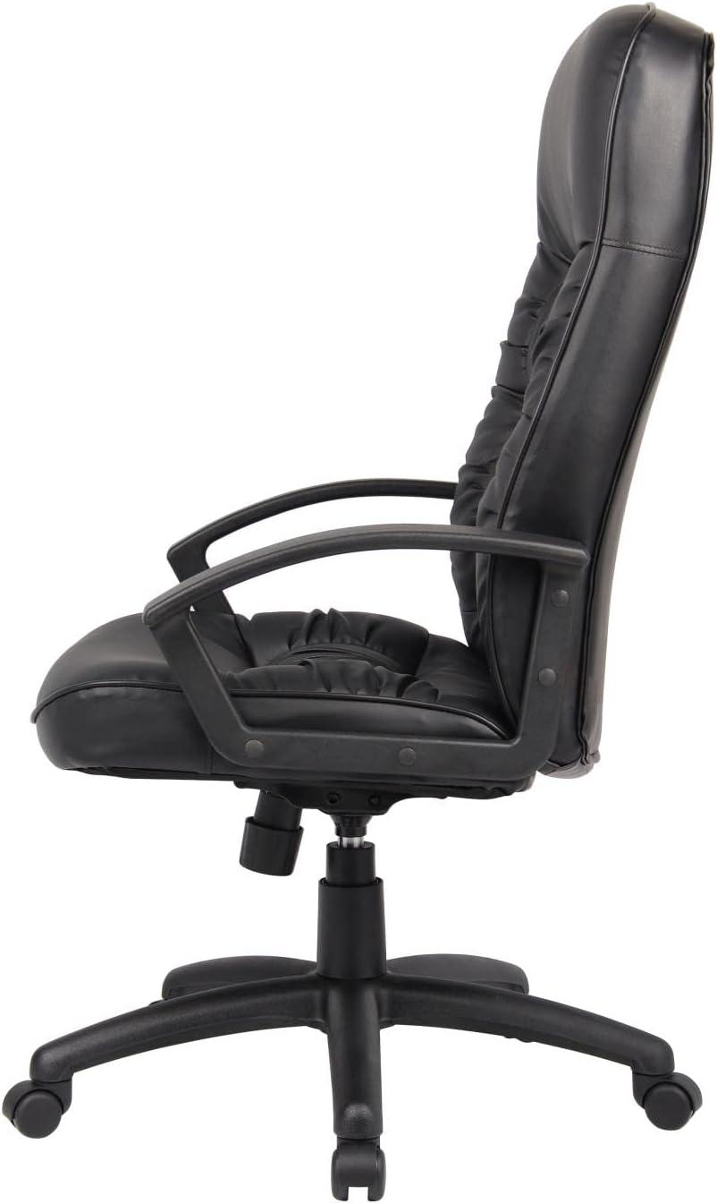 High Back LeatherPlus Chair Black - Boss Office Products: Ergonomic, Adjustable, Swivel, Casters/Wheels