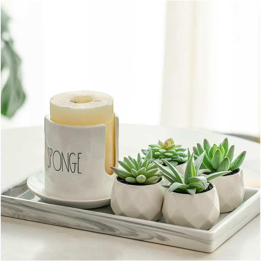 Holzlrgus Fake Succulent Plant Set - Artificial Succulent Plants for Desk Decor - Realistic Faux Succulents in Pots – Small Fake Plant for Shelf Decor – Modern Green Plant Decor for Bedroom Bathroom