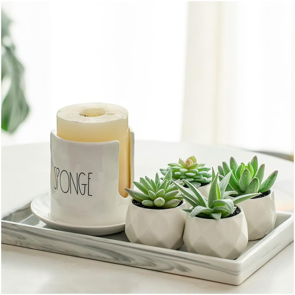 Holzlrgus Fake Succulent Plant Set - Artificial Succulent Plants for Desk Decor - Realistic Faux Succulents in Pots – Small Fake Plant for Shelf Decor – Modern Green Plant Decor for Bedroom Bathroom