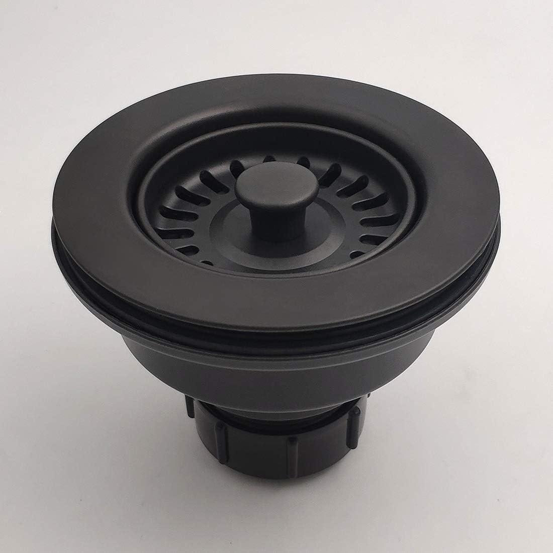 3.5-in Black Sink Strainer Assembly with Stopper for Matching Color of Granite or Fireclay Sinks