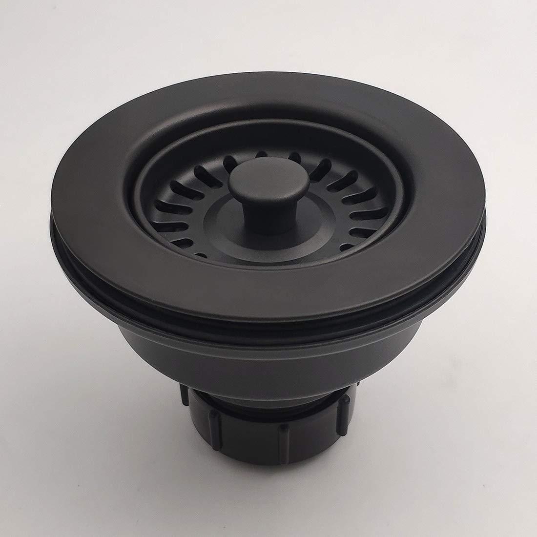 3.5-in Black Sink Strainer Assembly with Stopper for Matching Color of Granite or Fireclay Sinks