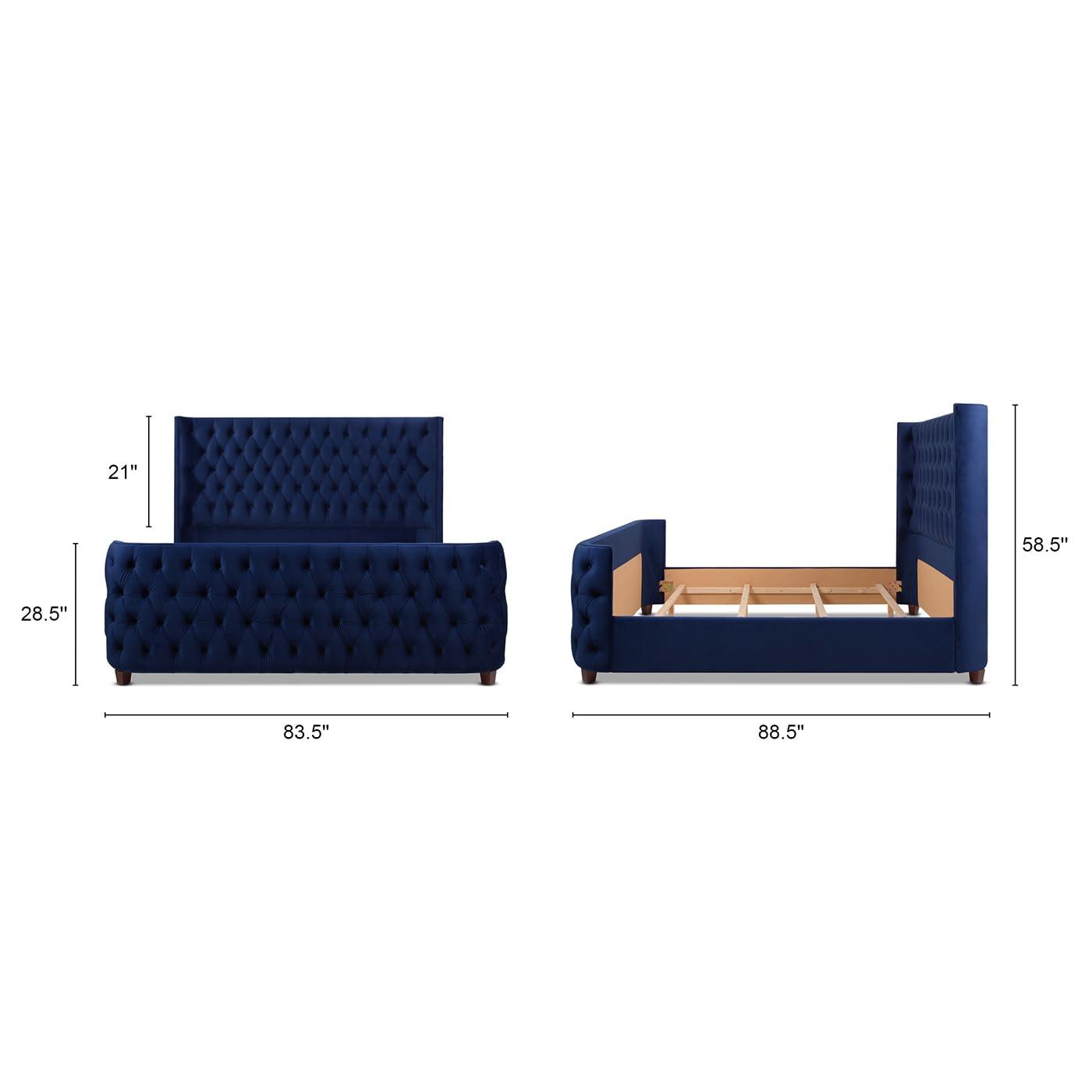 Jennifer Taylor Home Brooklyn Tufted Bed, King, Navy Blue