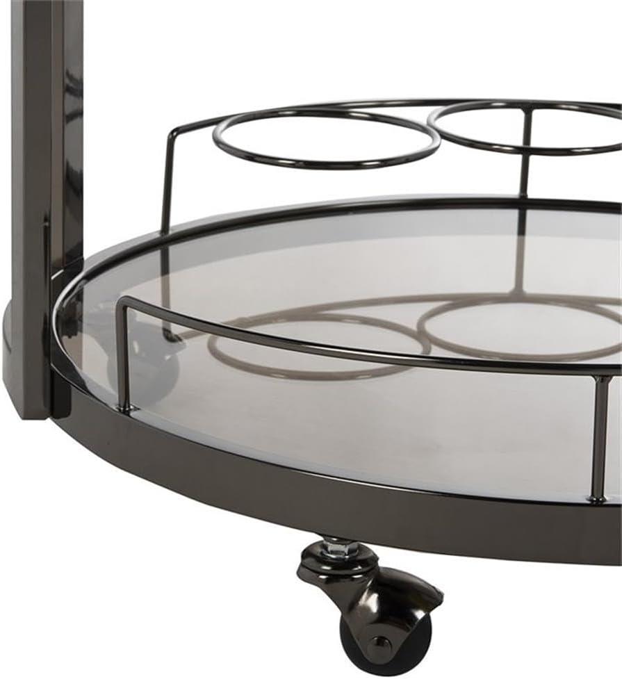 Rio 3 Tier Round Bar Cart - BCT8002B - Black Nickel/Tea - Safavieh