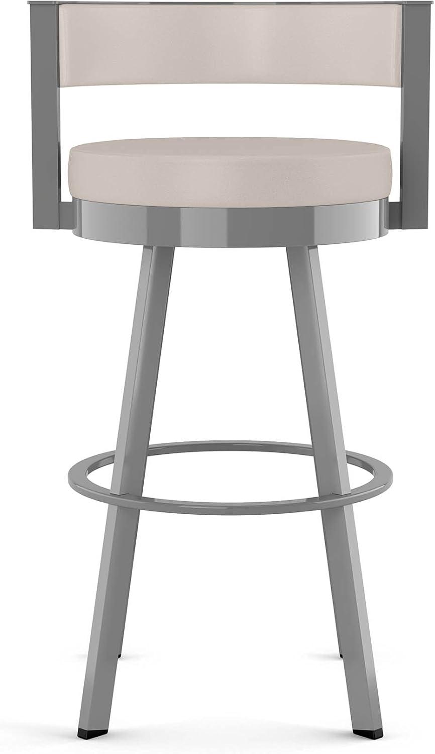 Amisco Browser 26 In. Swivel Counter Stool - Cream Faux Leather / Metallic Grey Metal