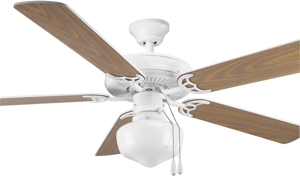 P2501-30-Progress Lighting-AirPro - Wide - Ceiling Fan in Transitional style - 52 Inches wide by 13.5 Inches high-White/Washed Oak Finish