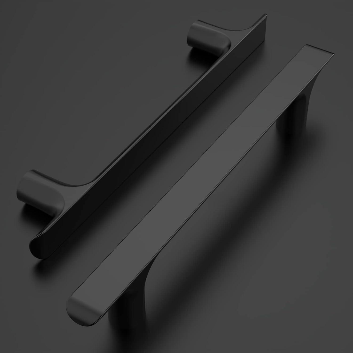 Matte Black Zinc Modern Cabinet Bar Pulls with Mounting Hardware