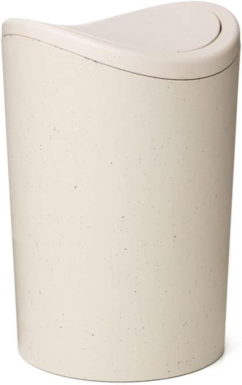 Ecohome Off-White Plastic Pedal Trash Can with Swing Lid