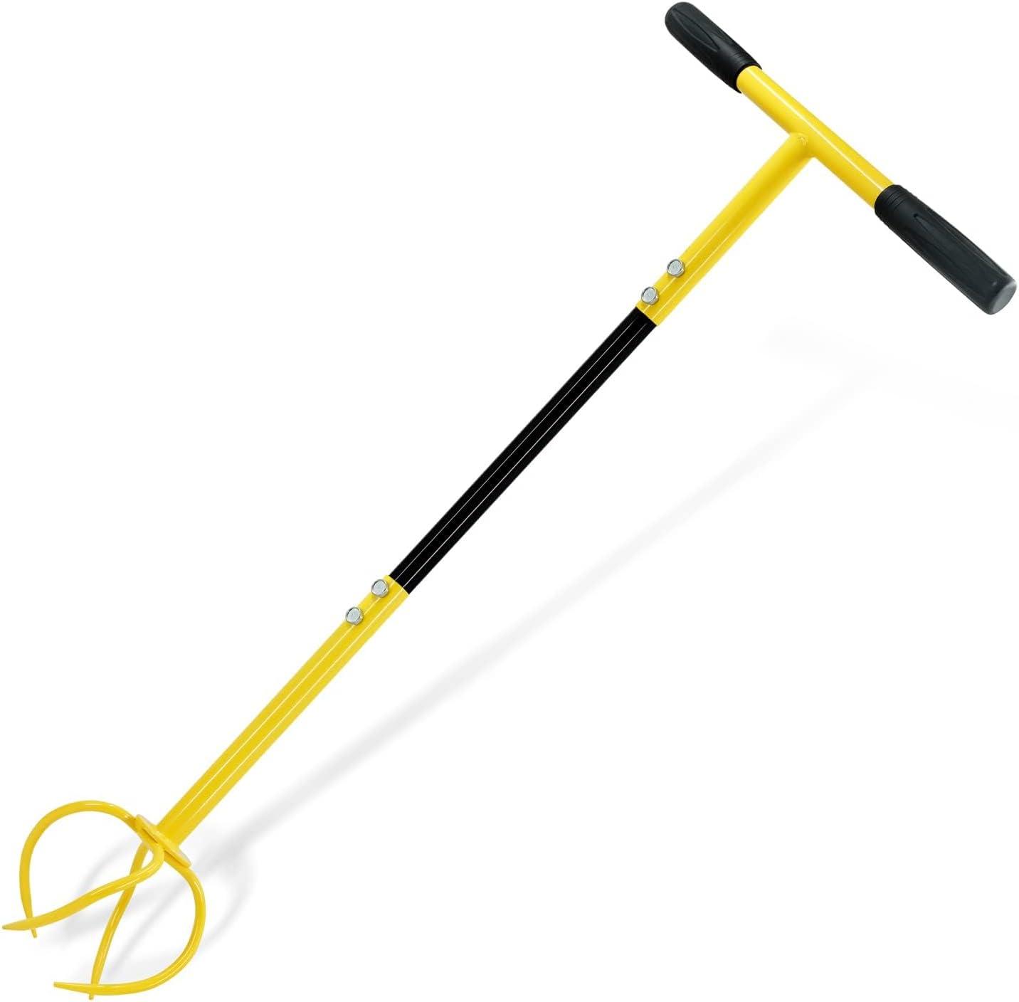 Yellow and Black Long Handle Stainless Steel Garden Tiller