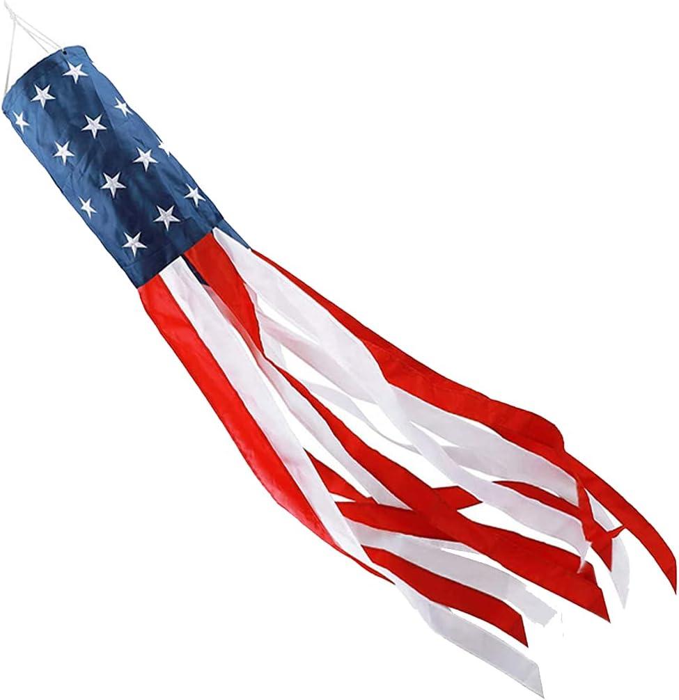 40 Inch Red White and Blue Patriotic Nylon Windsock