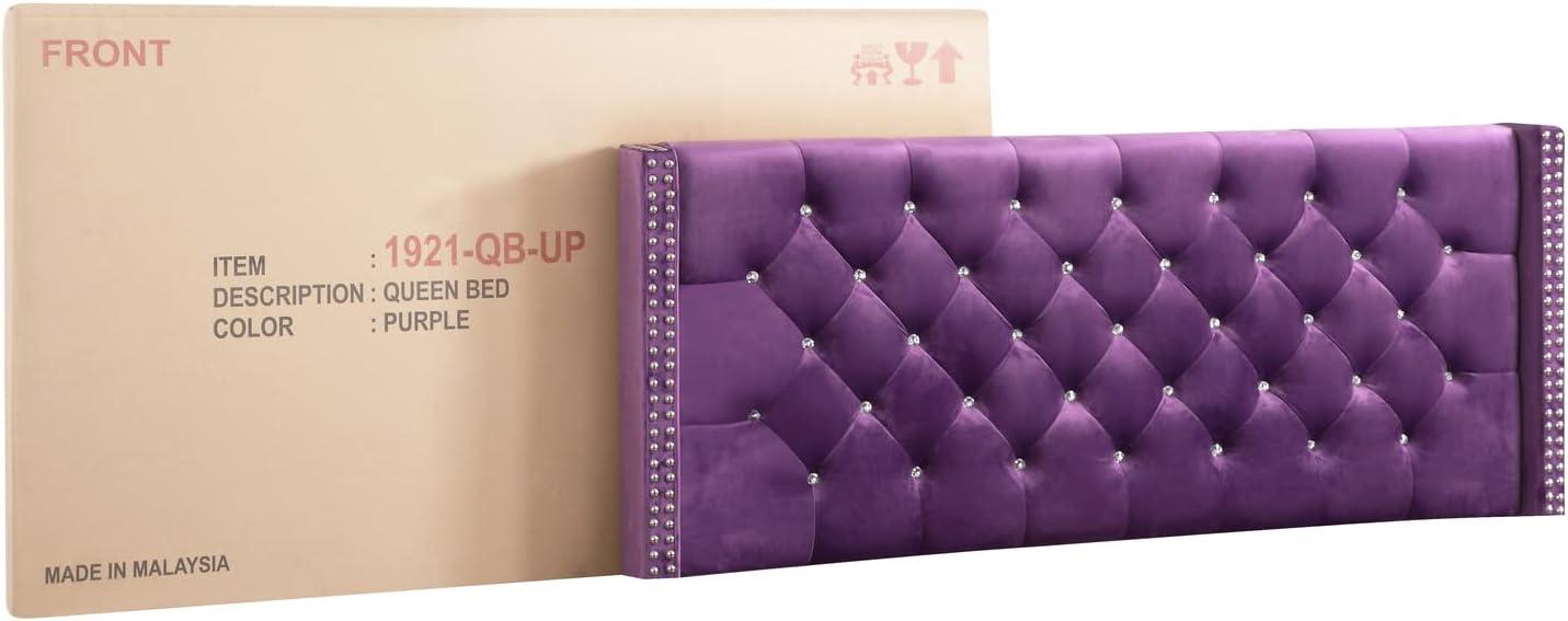 Glory Furniture Julie G1921-QB-UP Queen Upholstered Bed, Purple