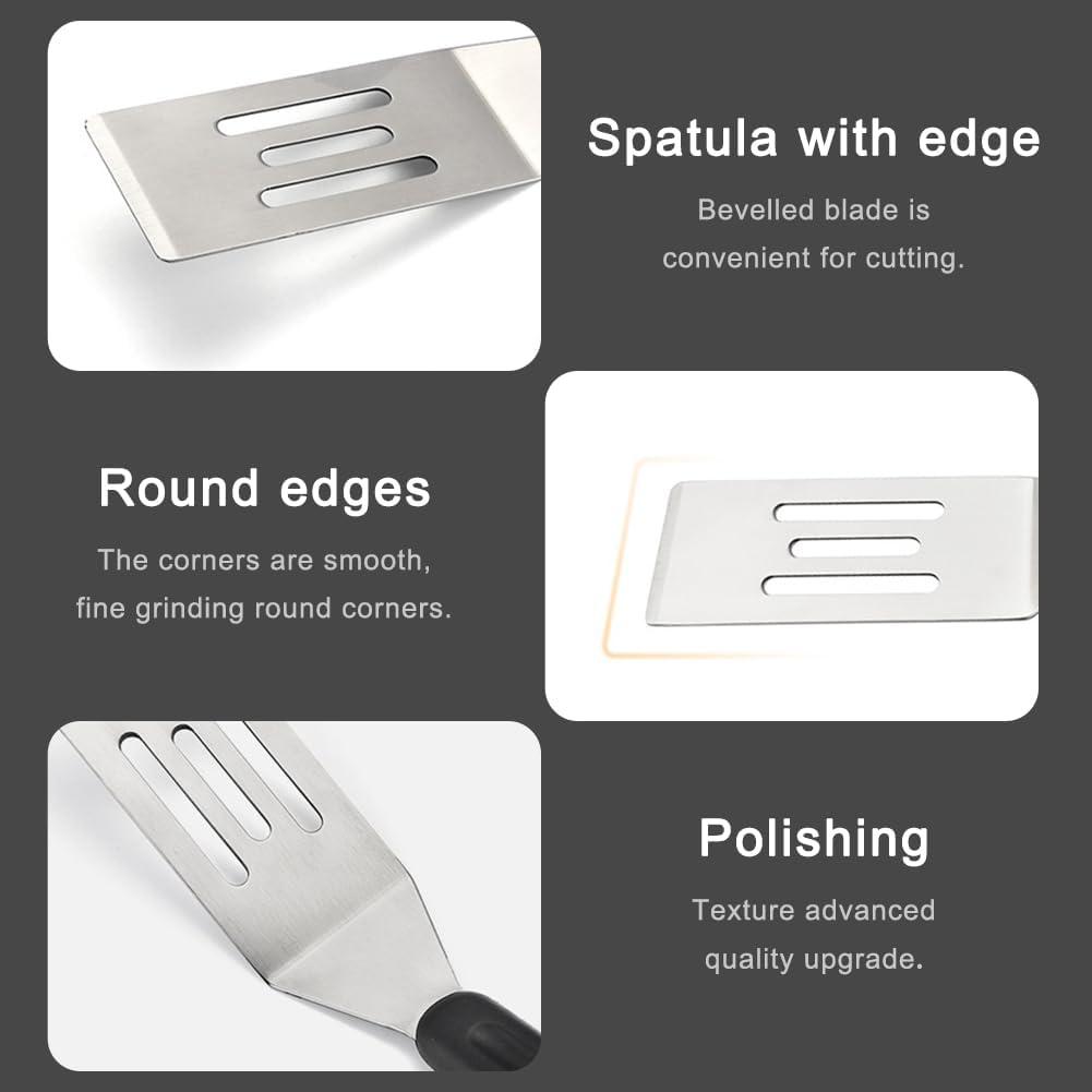 2 Pieces Small Spatula Set, Stainless Steel Mini Serving Spatula for Kitchen Use, Flipping or Cooking for Brownie, Cookie, Lasagna, Pancakes & Cake(Black+Silver)