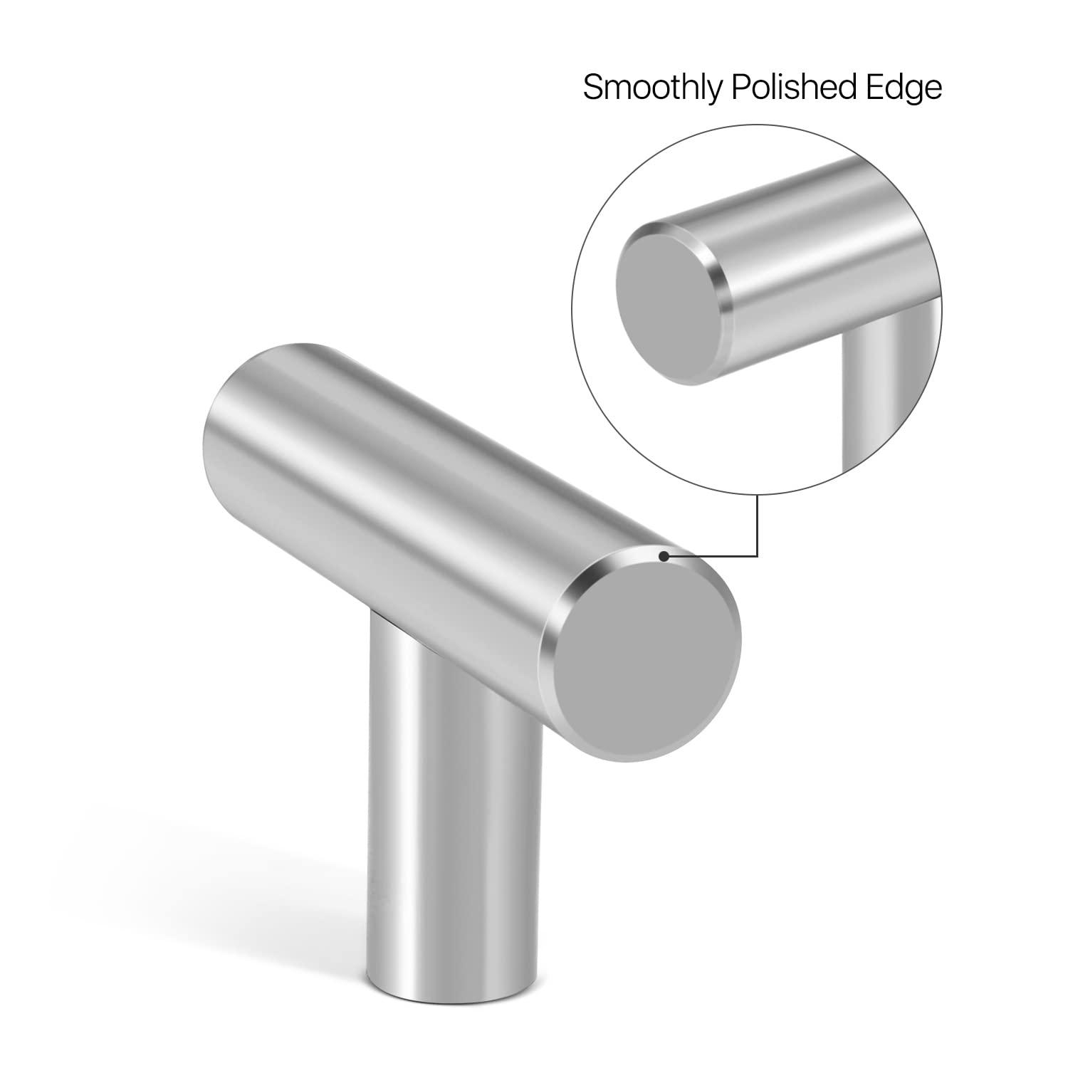 Flexzion 1 Pack Kitchen Cabinet Knobs T Bar Handles Drawer Pulls 2 inch Single Hole, Stainless Steel with Satin Brushed Nickel, Hardware for Kitchen Cupboard Door Bathroom Furniture
