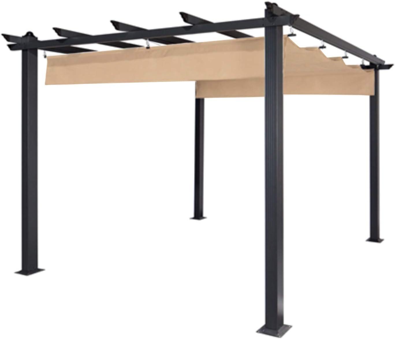 Beige Whisper 9' x 9' Retractable Pergola Canopy Replacement