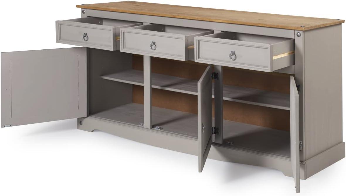 65.91 x 31.73 x 16.93 in. Cottage Series Wood Buffet Sideboard, Corona Gray