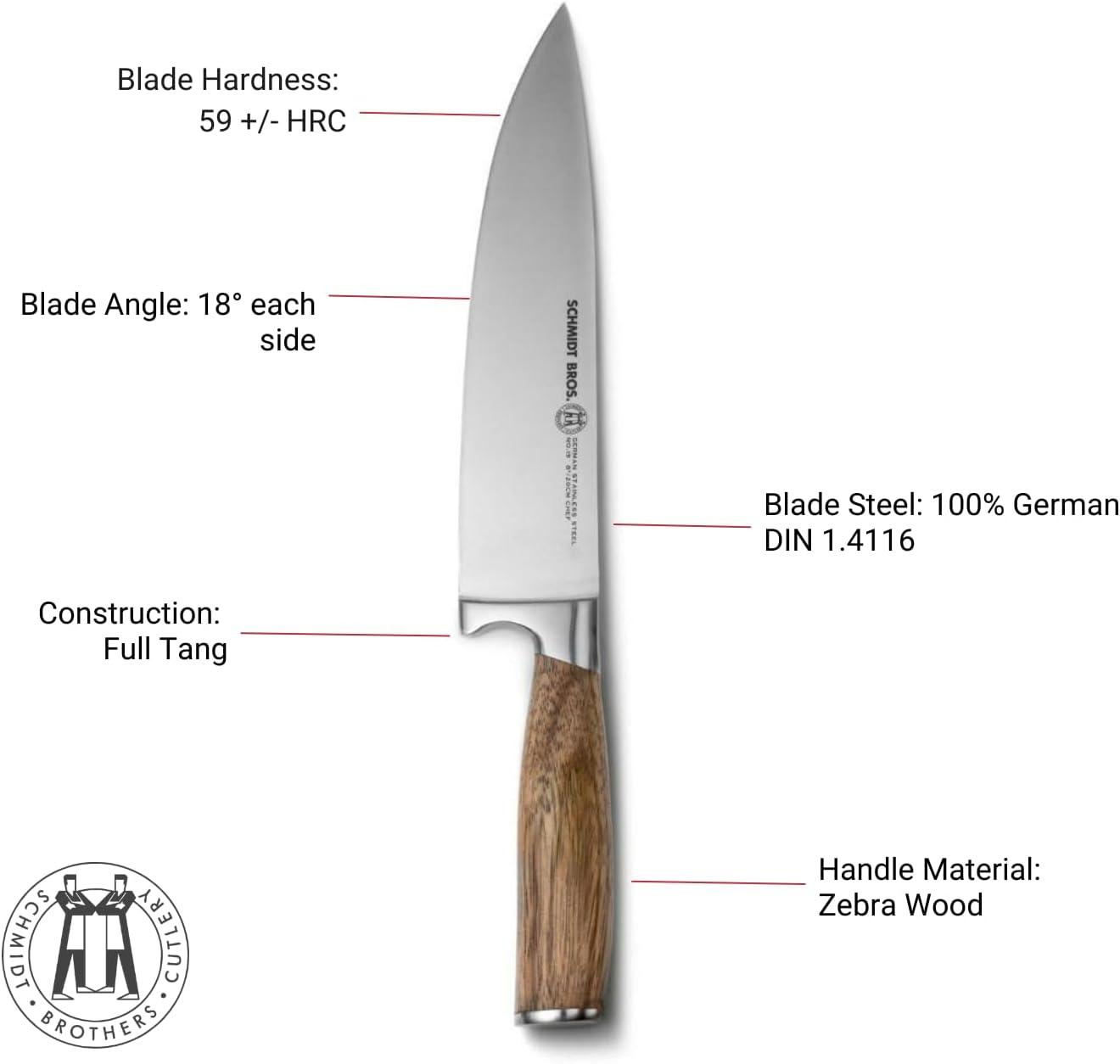 Schmidt Brothers Cutlery Zebra Wood 7-Piece Knife Block Set