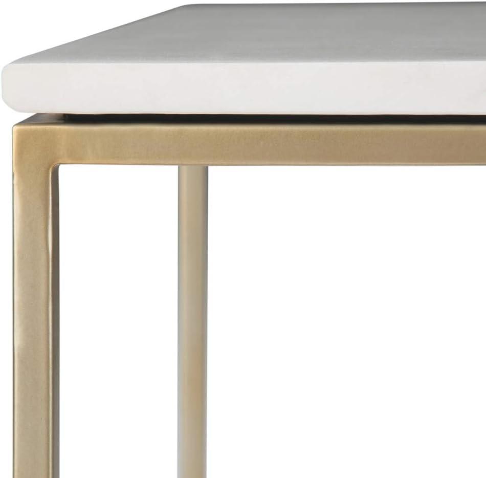 White Marble and Gold Metal Modern Accent Table