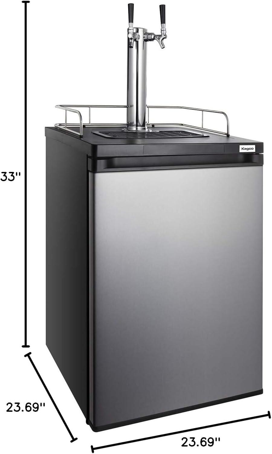 Kegco Kegco 5.6 Cubic Feet Dual Tap Freestanding Kegerator with Adjustable Temperature