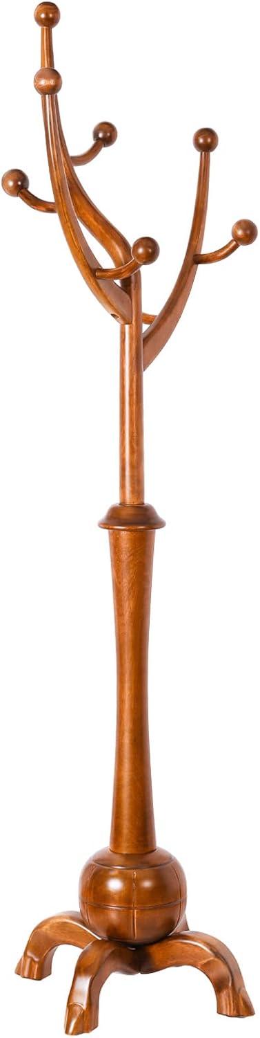 Lucky Monet Tree-branch Freestanding Rubberwood Coat Rack with 8 Hooks