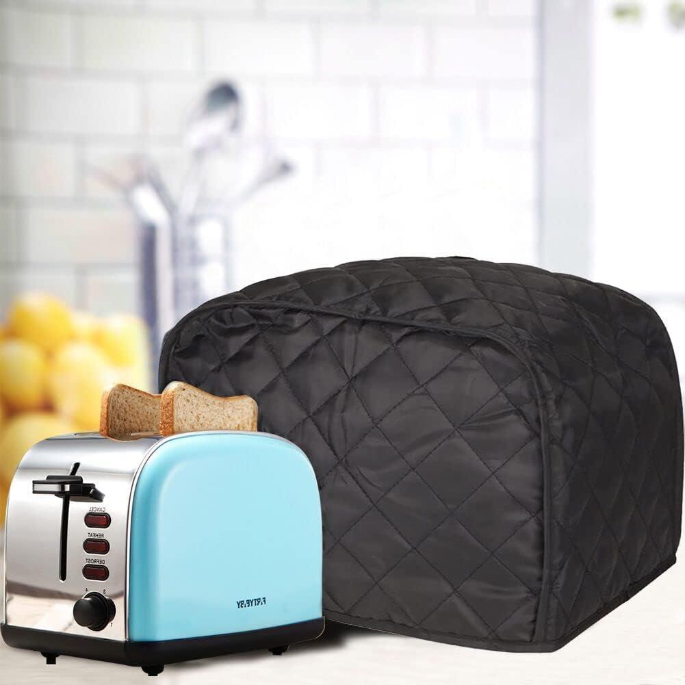 Numjaw 2-Slice Toaster Cover, Quilted Toaster Cover with Top Handle for Home, Kitchen Small Appliance Dust Fingerprint Cover(Black)