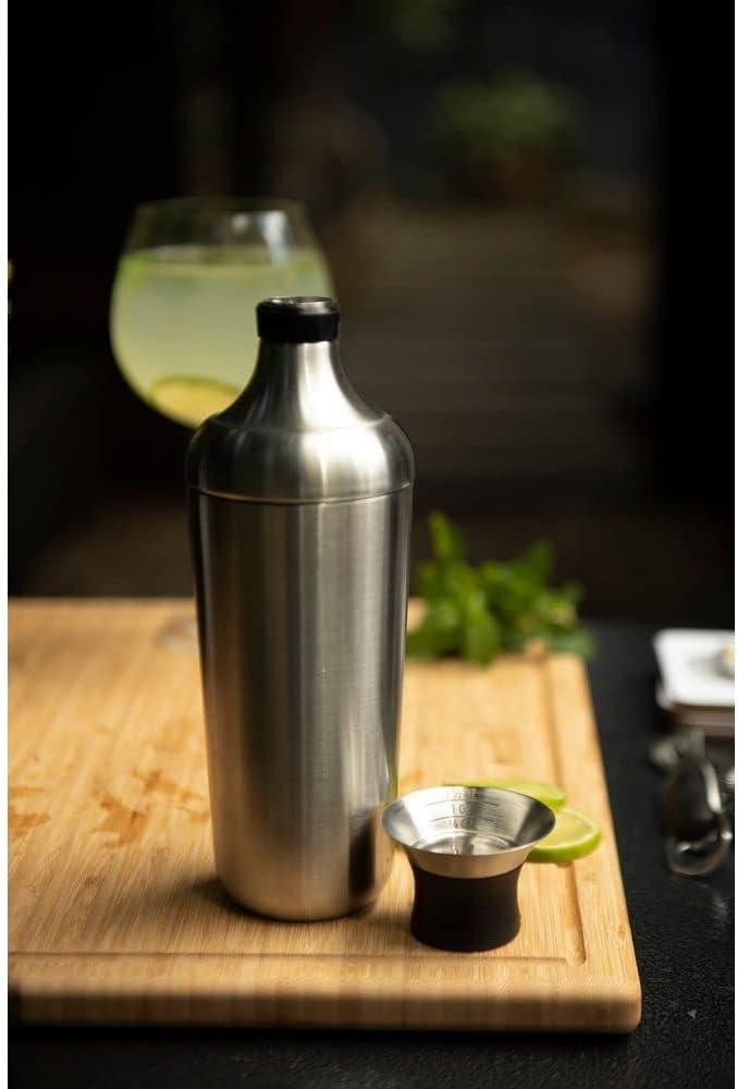 Brushed Stainless Steel Single Wall Cocktail Shaker with Jigger Cap