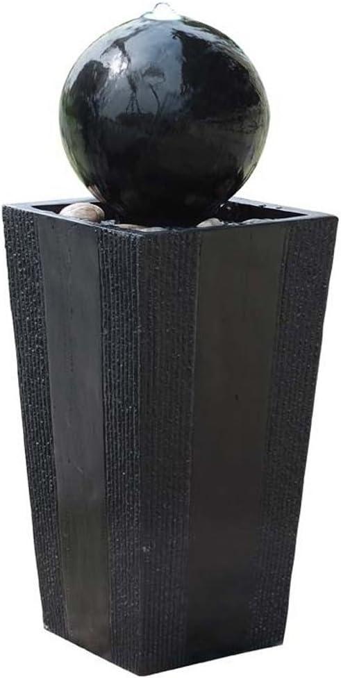 Black Polystone 33" Sphere Pedestal Water Fountain