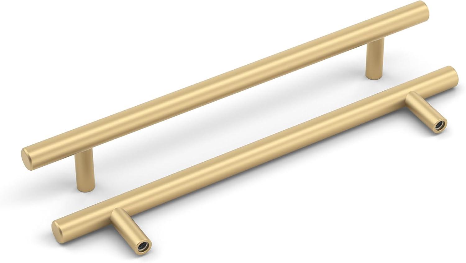 Goldenwarm 10 Pack Gold Cabinet Furniture Pulls Kitchen Hardware Square Door Handles 6-1/4 Inch Hole Centers
