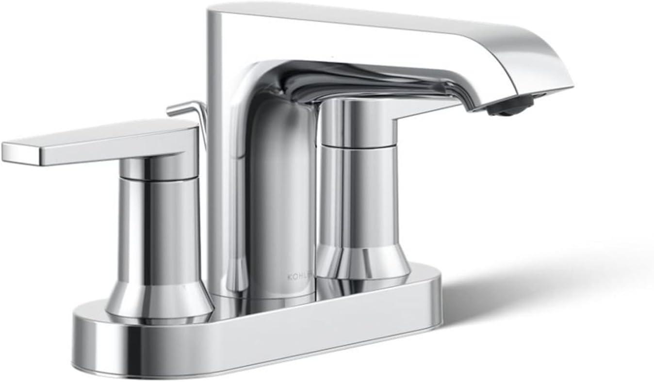 Kohler Hint Centerset 4 inch Bathroom Faucet with Pop-Up Drain Assembly, 2-Handle Bathroom Sink Faucet, 1.2 gpm