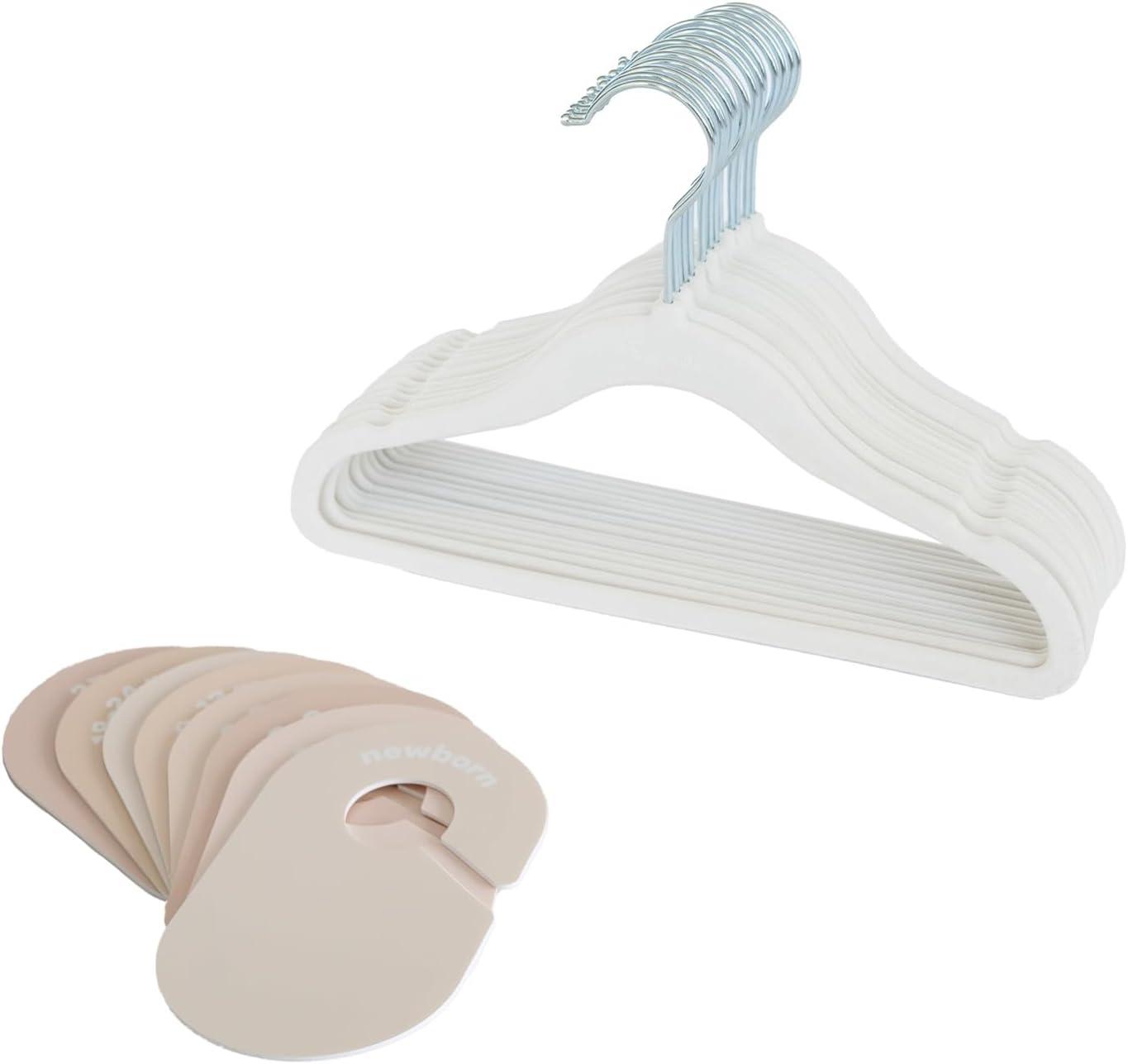 Cream and Neutral Baby Velvet Hangers with Closet Dividers Set