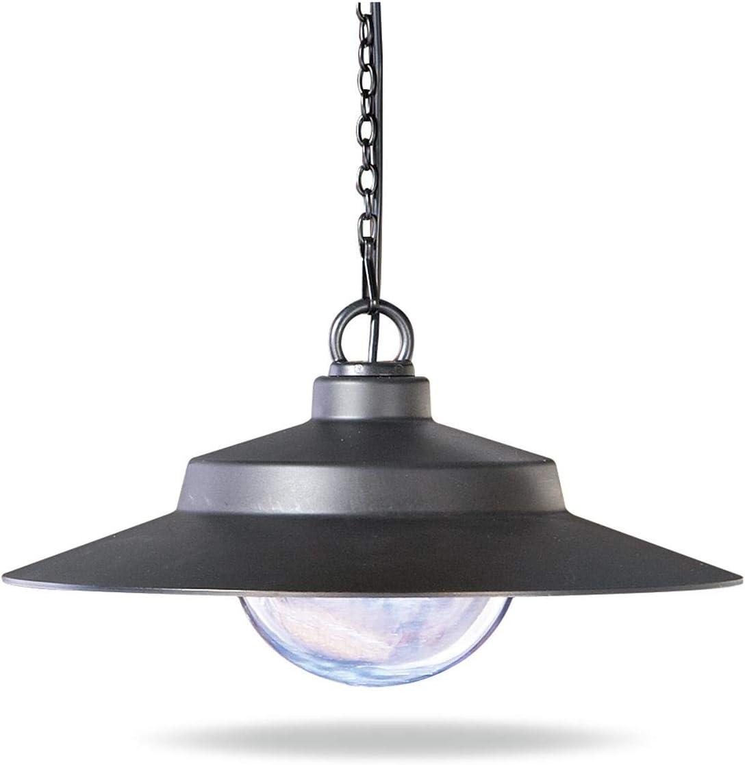 Black Glass LED Solar-Powered Indoor/Outdoor Hanging Light