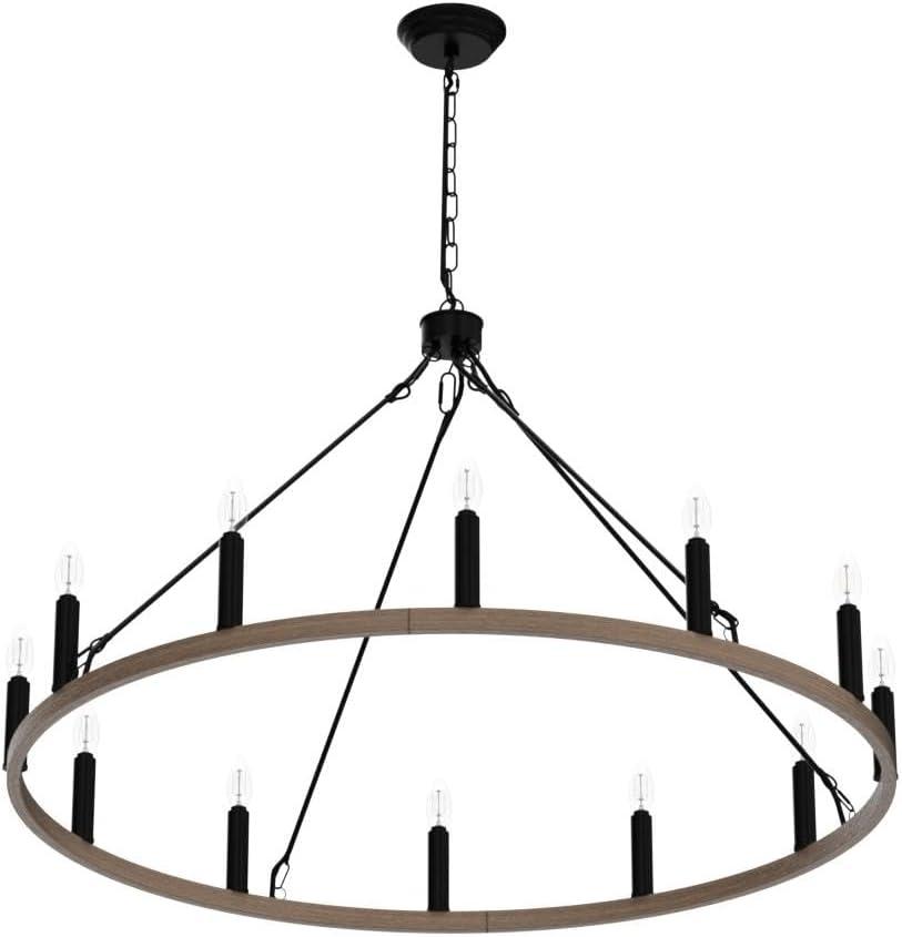 Moomal 12 - Light 38" Candle Style Dimmable Wagon Wheel Chandelier