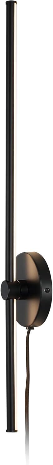 Anton 27.25" Black Iron Minimalist Dimmable Plug-In Sconce