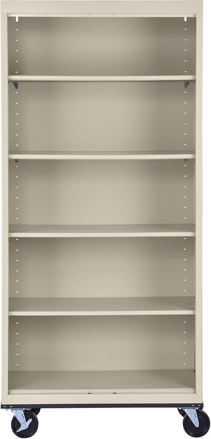 Sandusky Lee 36" W x 18" D x 78" H Steel Mobile Bookcase with 4 Adjustable Shelves by Sandusky