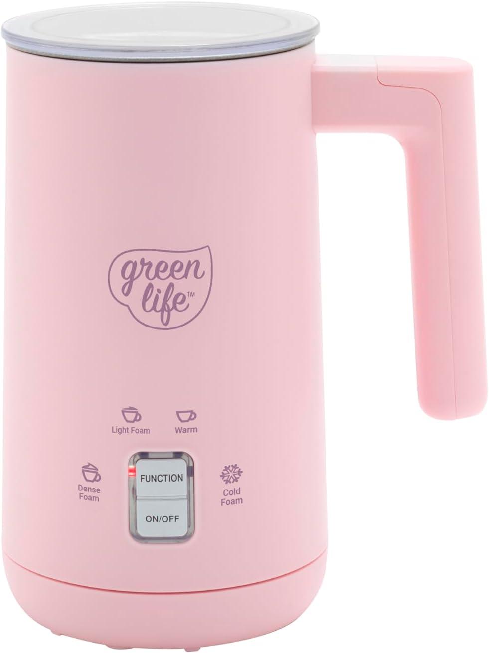 GreenLife GreenLife 10oz Electric Milk Frother, 4-in-1 Hot and Cold Milk Warmer and Steamer, PFOA / PFAS Free