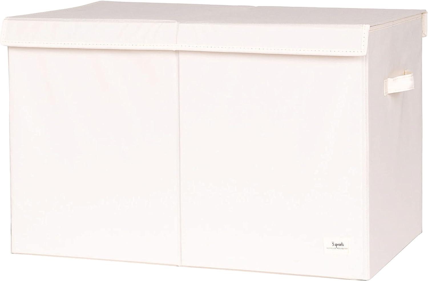 Cream Recycled Fabric Folding Storage Chest with Lid and Handles