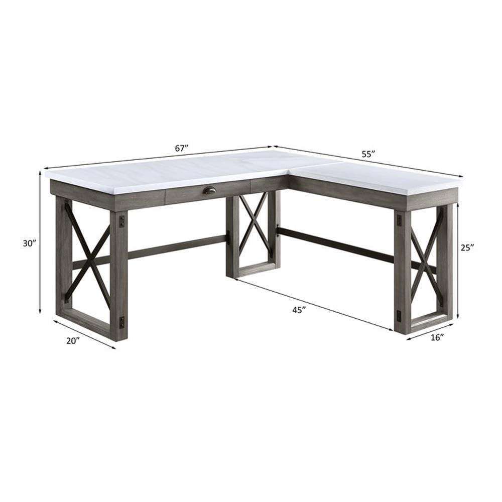 67" Talmar Marble Top Writing Desk with File Drawer & Lift Storage - Acme Furniture