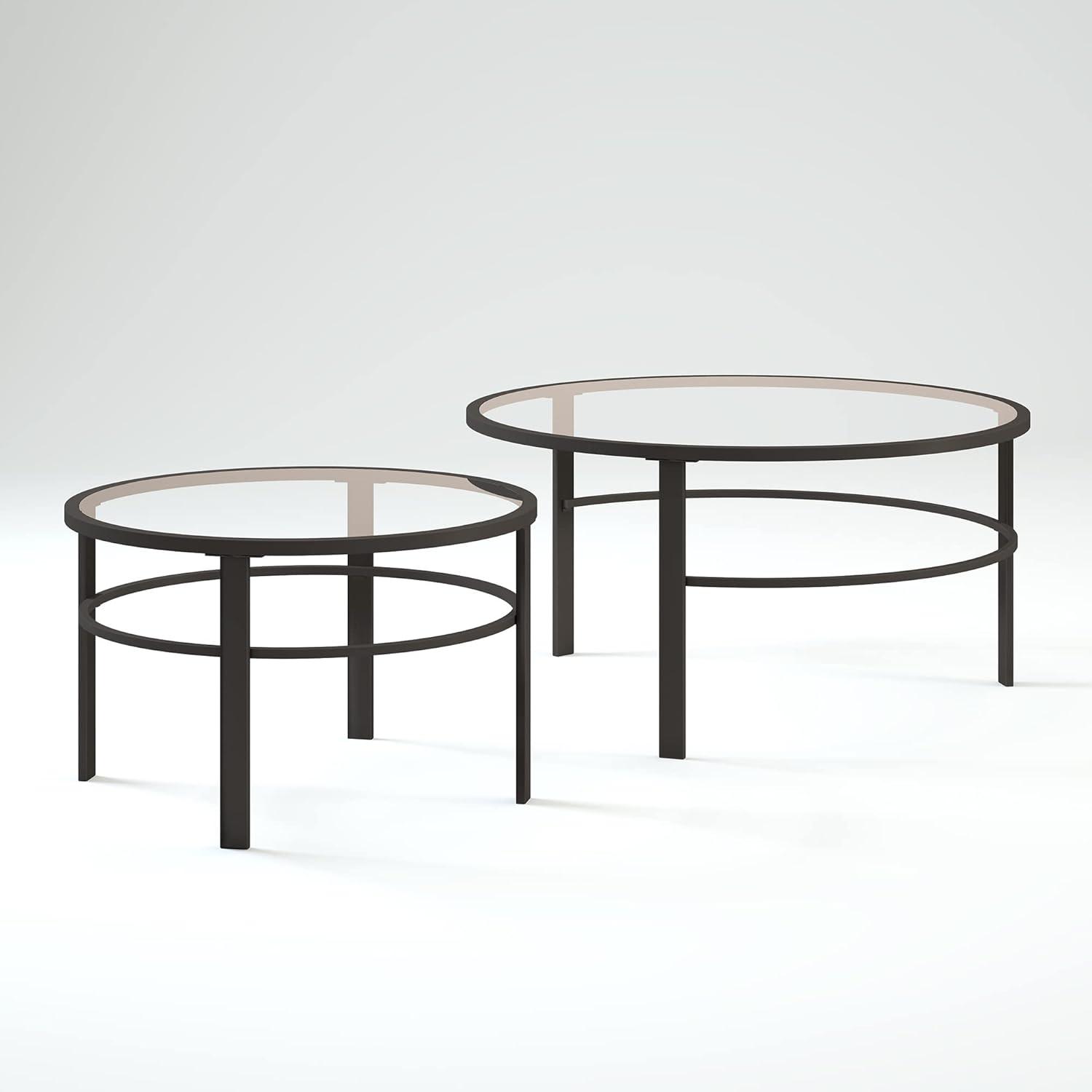 Evelyn&Zoe Gaia Round Nested Coffee Table, Blackened Bronze