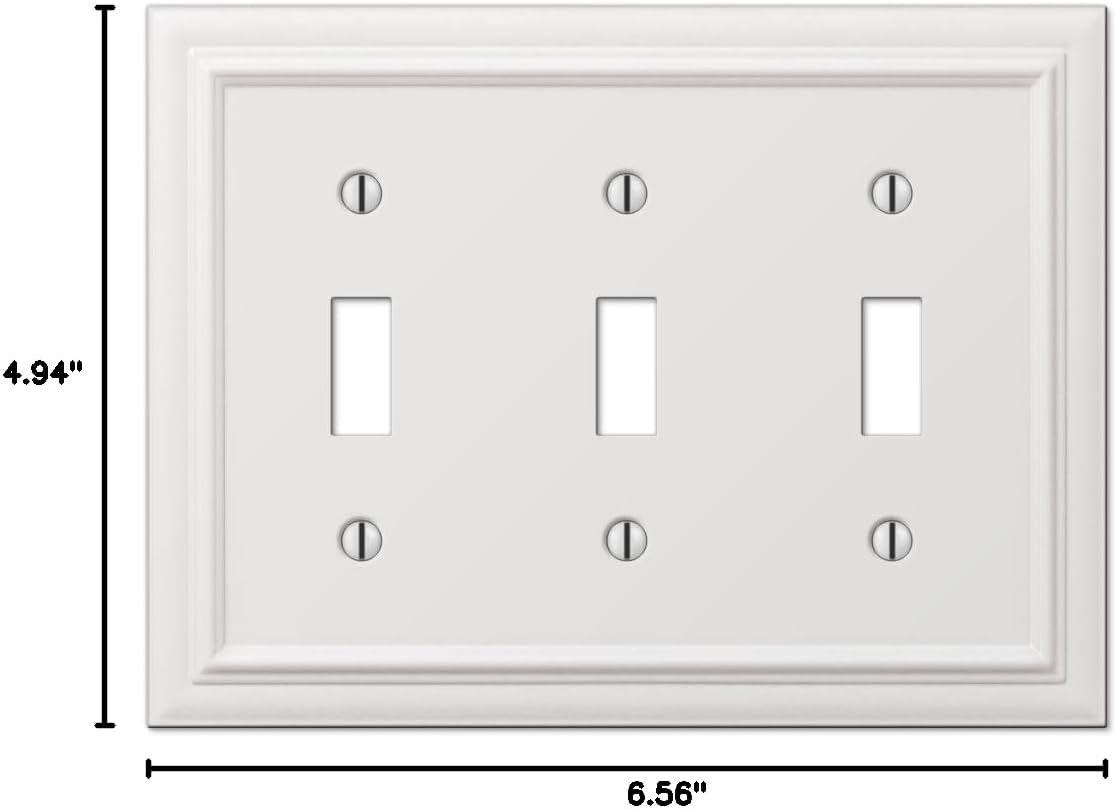 White Cast Metal 3-Gang Toggle Wall Plate